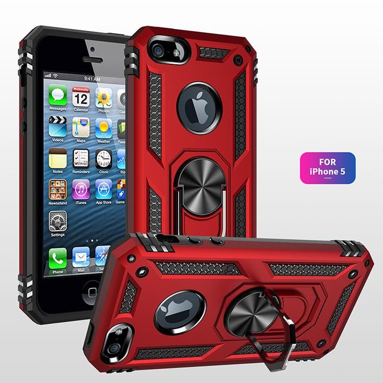Luxus Rüstung Stoßfest Telefon Fall Für iphone 5 5S SE XS Max 11 Pro XR X 7 8 6 6s Plus Volle Abdeckung Auto Magnetische Ring Stoßstange Fällen