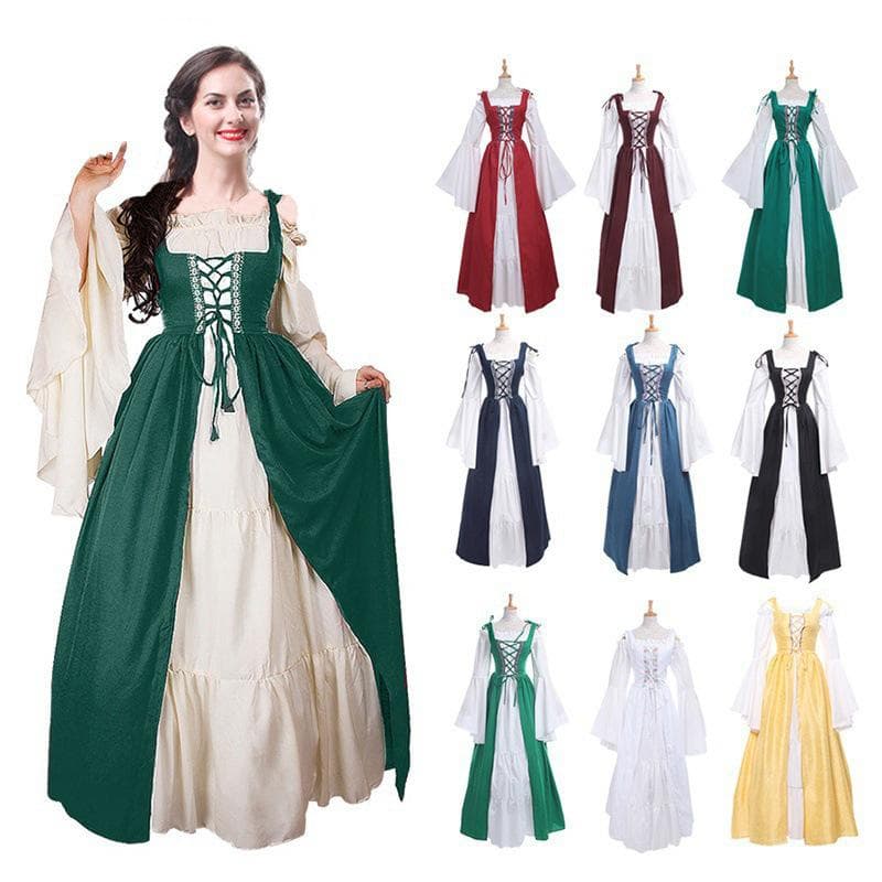 S~5XL Große Größe Damen Retro Cosplay Kleid Mittelalter Renaissance Retro Kleid mit quadratischem Kragen gebündelte Taille Halloween Party cm rot