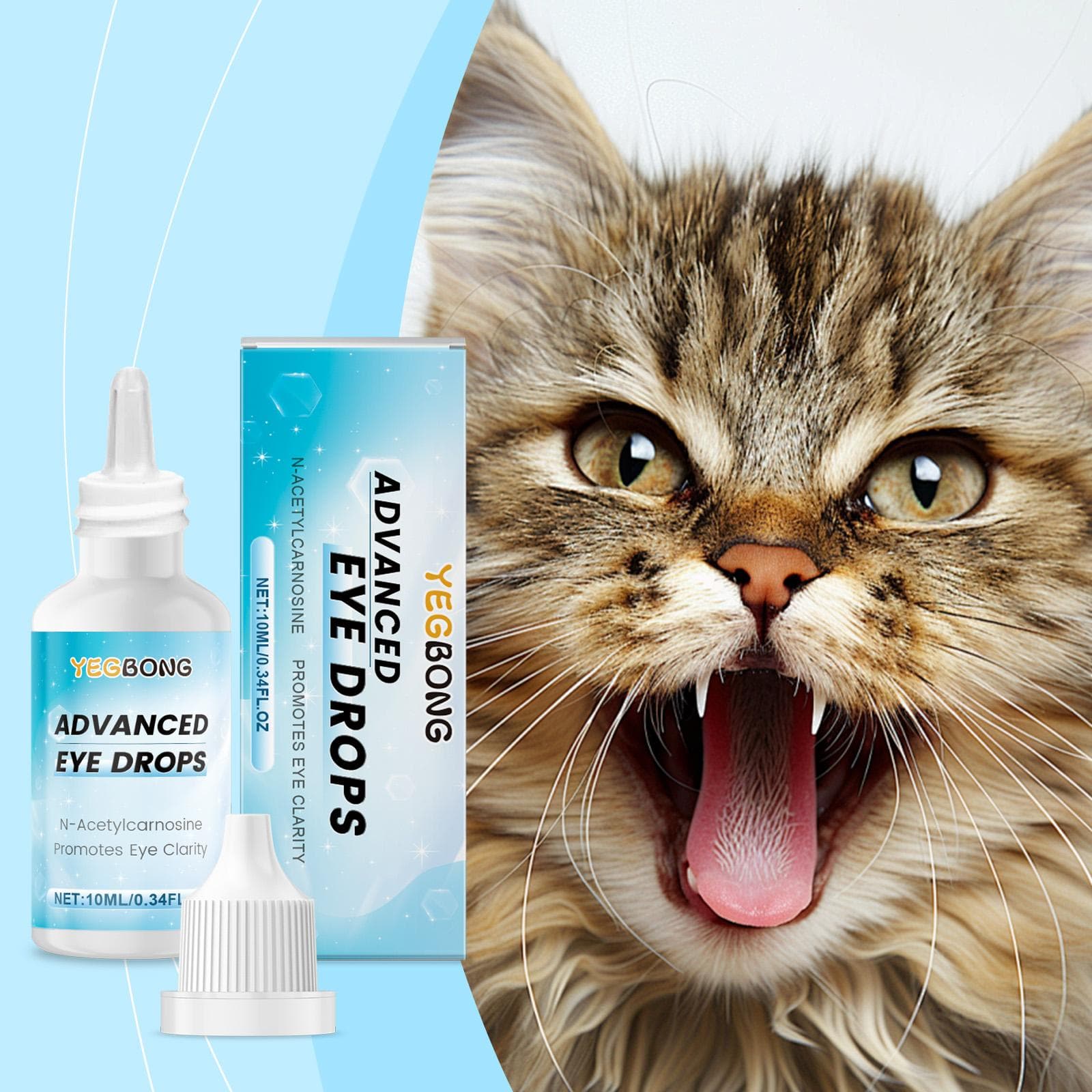 Yegbong Tieraugenpflege-Lösung 10ml - Sanfte Inhaltsstoffe verbessern die Sehkraft von Haustieren / die Augengesundheit von Haustieren /