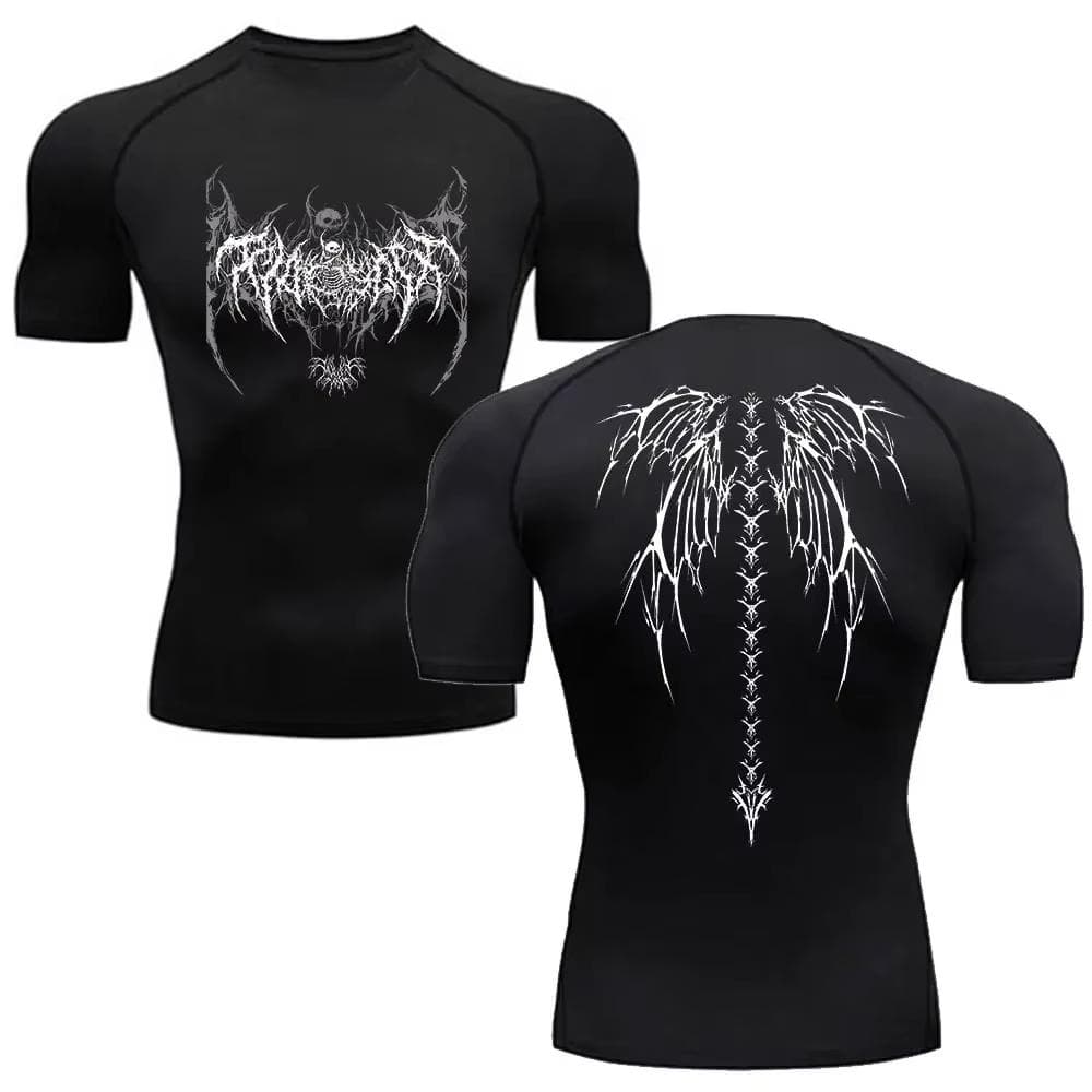Y2K Kompressionsshirt Herren Fitnessstudio Skelett Übung Laufen T-Shirt Lashgard Top T-Shirt Schnelltrocknend Kurzärmliges T-Shirt cm