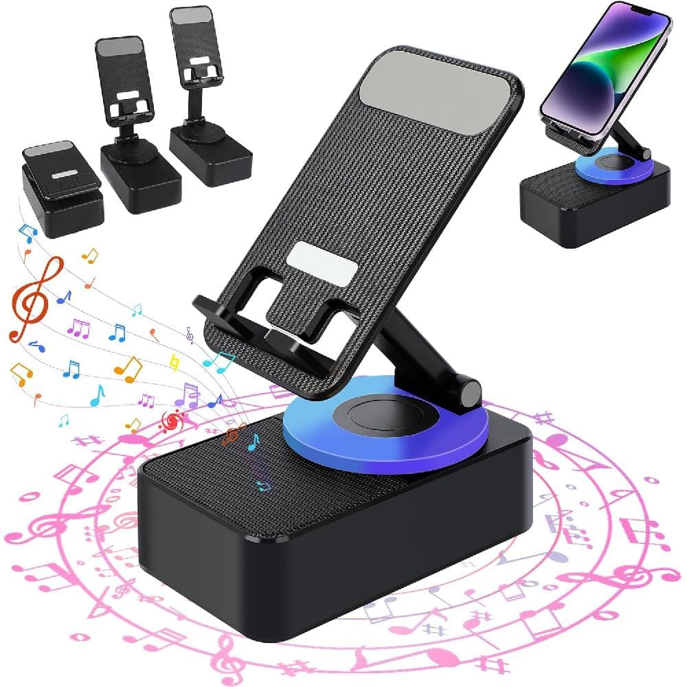 Kabelloser Induktions-Audio-Bluetooth-Lautsprecher, 5-in-1-Telefonhalter, wiederaufladbar im Notfall mit buntem Umgebungslicht, Bluetooth-Audio-Powerb