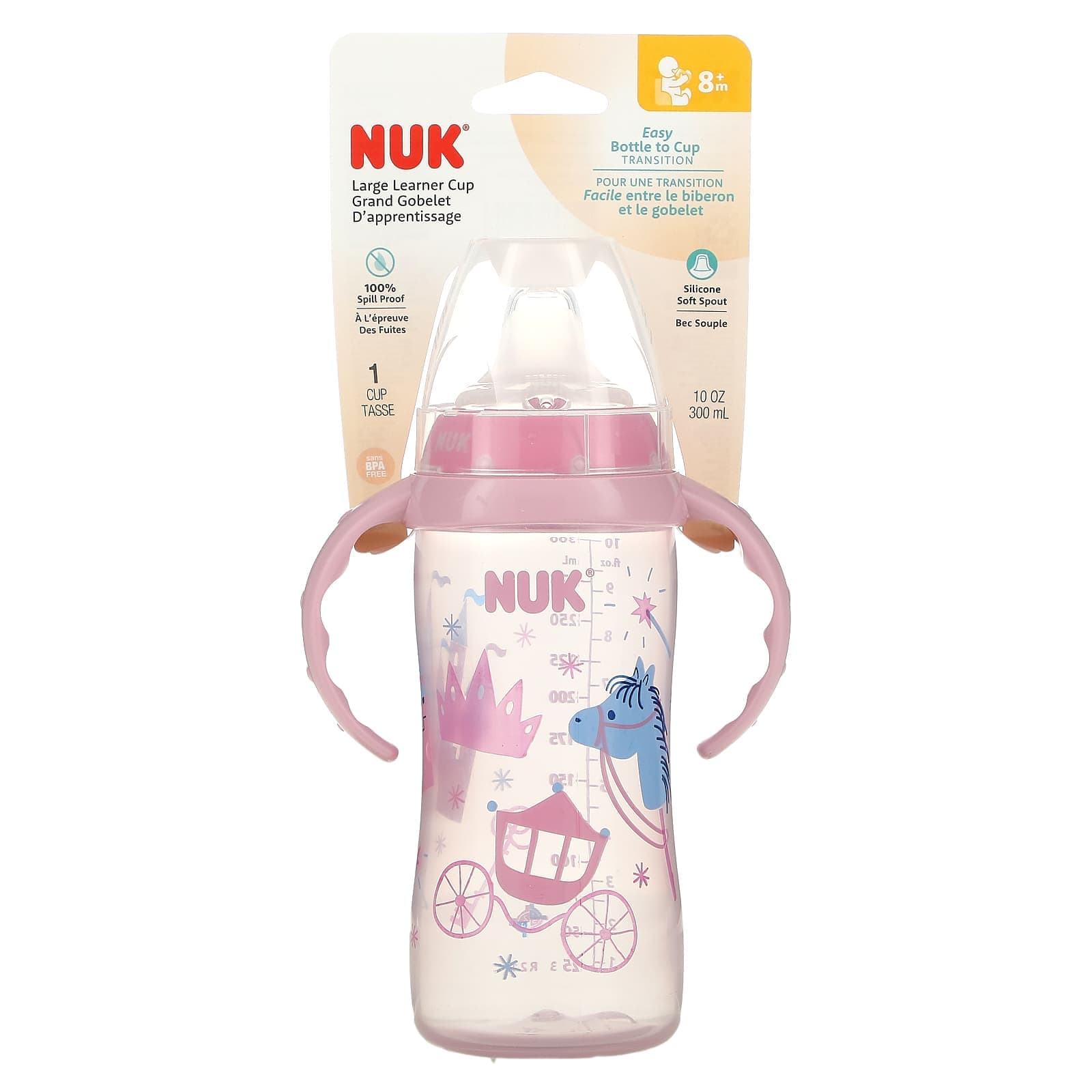 NUK, Großer Trinklernbecher, ab 8 Monaten, Prinzessin/Pink, 300 ml (10 Unzen)