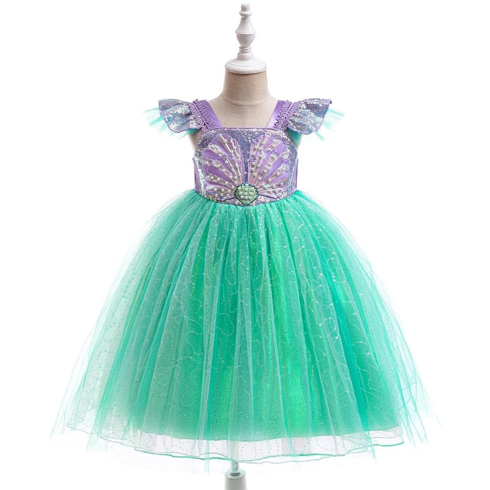 Arielle Meerjungfrau Sets Cosplay Partykleid Für Mädchen Kinder Ariel Prinzessin Kleid Mädchen Perlen Pailletten Glänzende Kleider Kinderkostüme