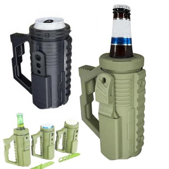 1/2 Pièces Manchon d'Isolation Tactique Style Assaut Porte-Boisson Portable de Fête avec Décapsuleur Bouteille de Bière 12oz Porte-Canettes Slim