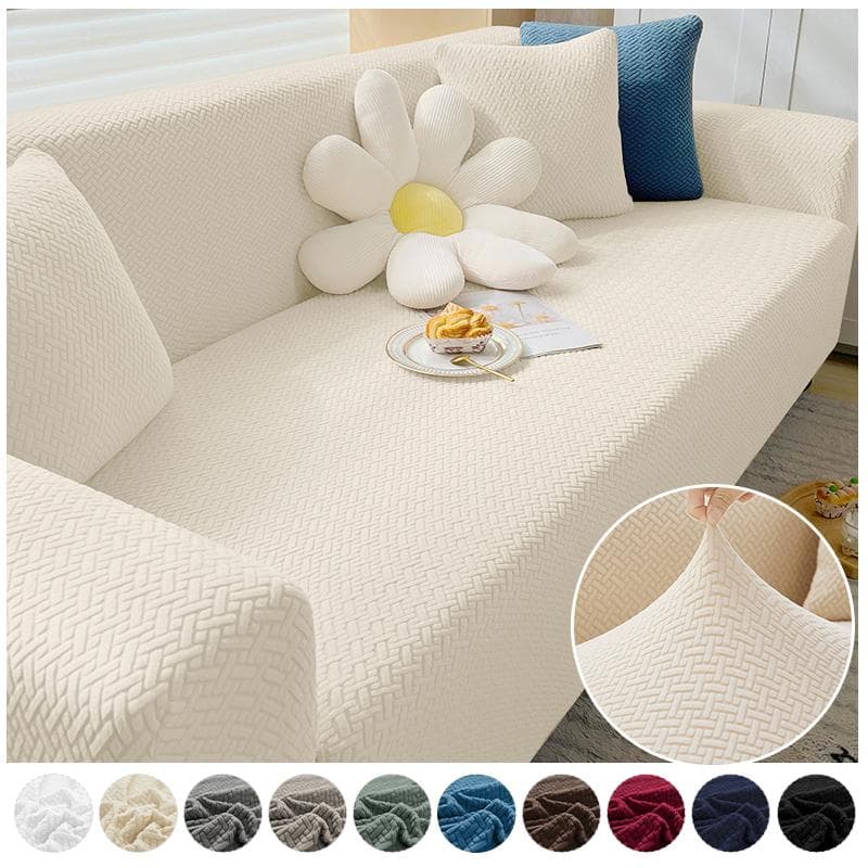 Jacquard elastische Sofabezüge Schonbezug für Wohnzimmer Stretch Polar Fleece Sessel 1/2/3/4 Sitzer Eckcouchbezug L-Form grau