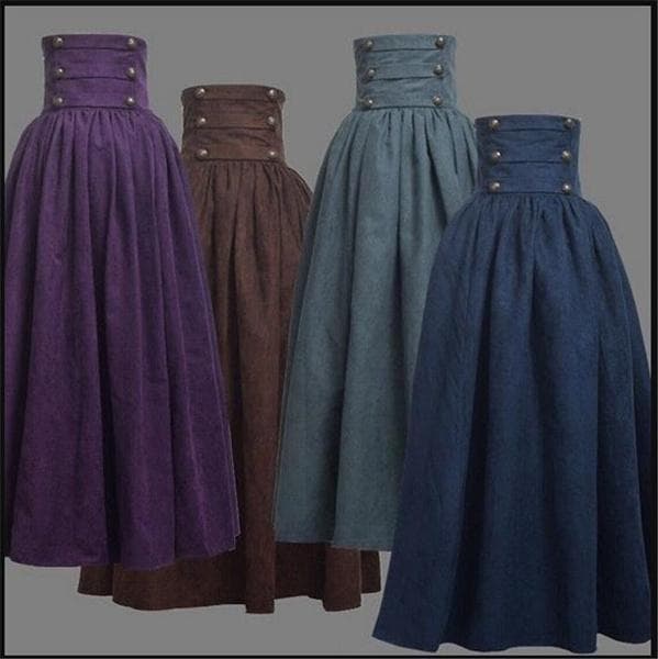 Mittelalterlicher eleganter Rock für Damen, solide, hohe Taille, Mittelalter-Renaissance-Kostüme, Vintage-Stil, schwingende Faltenröcke, knielang
