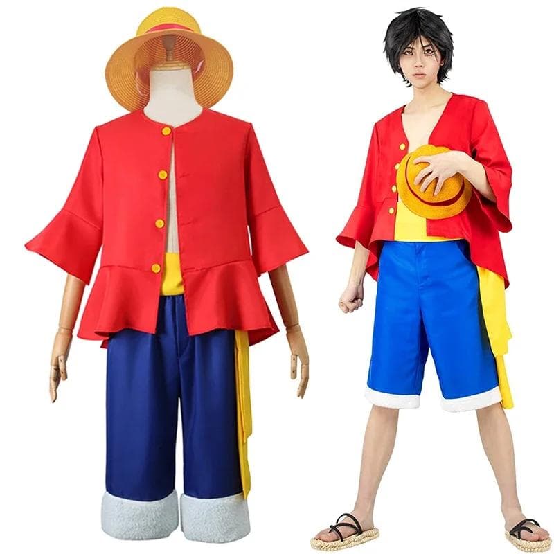 Anime Luffy Cosplay Strohkostüm Hut Rote Jacke Halloween Karnevalsparty Cosplay Für Männer Frauen Erwachsene Kinder cm rot