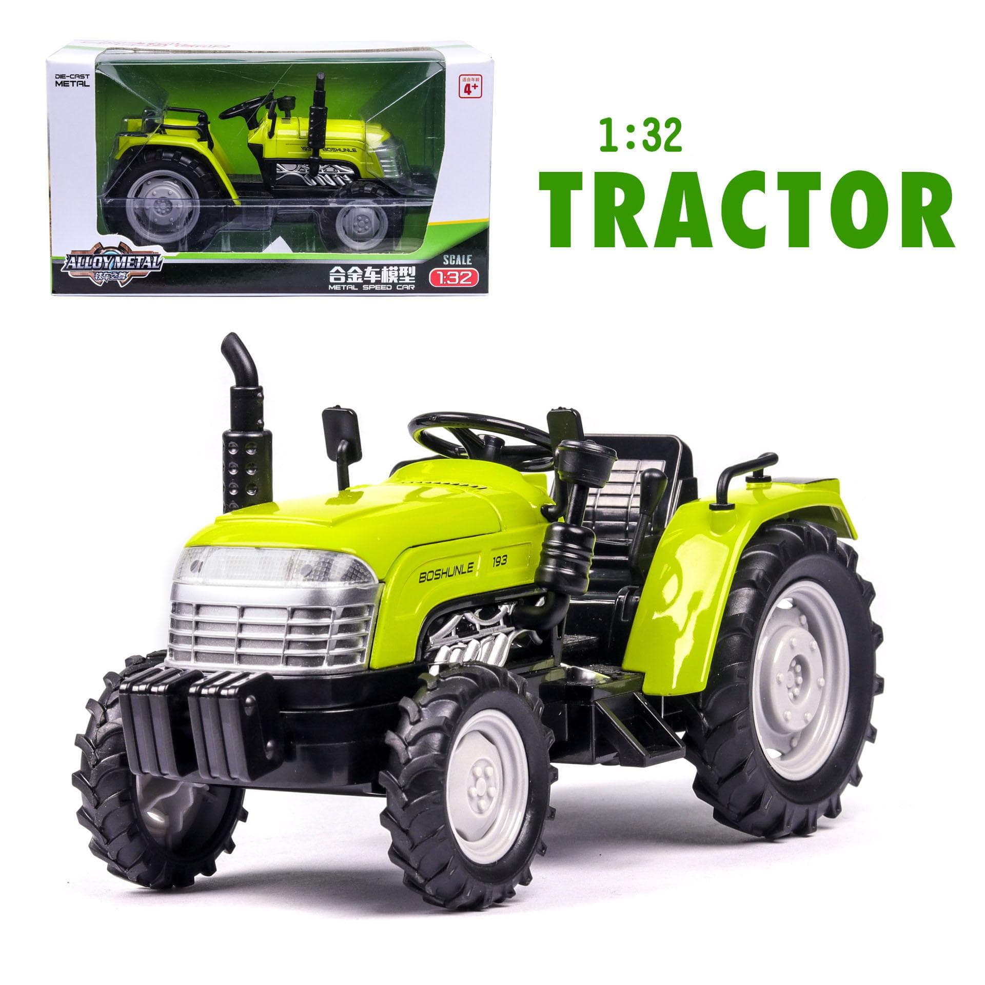 Landwirtschaftliches Traktormodell im Maßstab 1:32, Druckguss-Metallspielzeug, landwirtschaftliches Technikfahrzeug mit Licht und Ton,