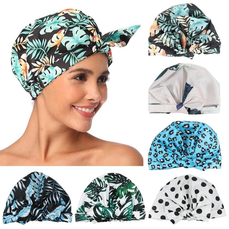 Wasserdichte Duschhaube, doppellagig, Badehaube, verstellbares Gummiband, Duschhaube für Frauen mit langem, dickem Haar