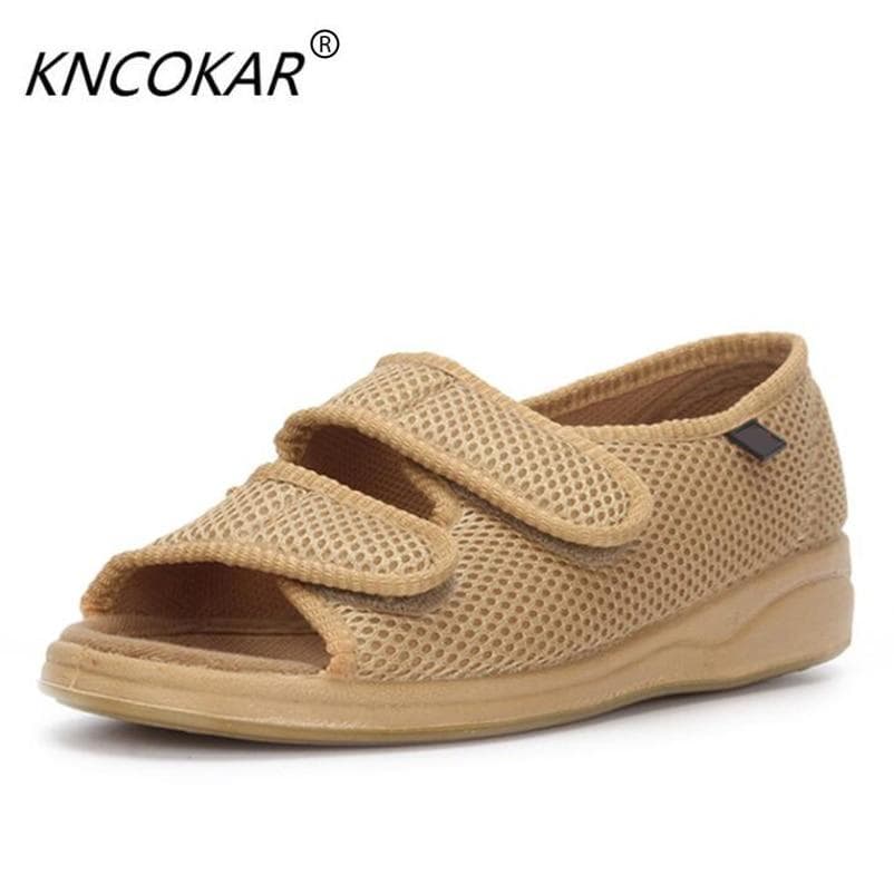 Sandalen mit offenem Zehenbereich und breitem Spann und Klettverschluss für bequeme Schuhe mittlerer und älterer Menschen cm schwarz