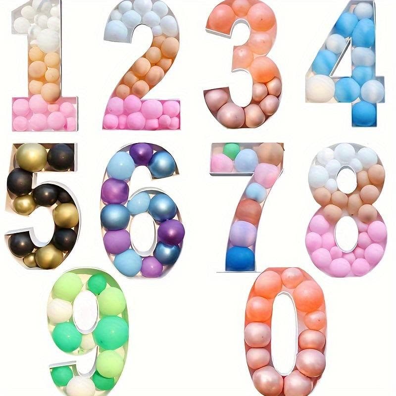 100CM Mosaik Zahlenrahmen 0-9 Ballon Füllständer Zahlen Festzelt Rahmen Babyparty Geburtstag Jahrestag Party Dekor cm