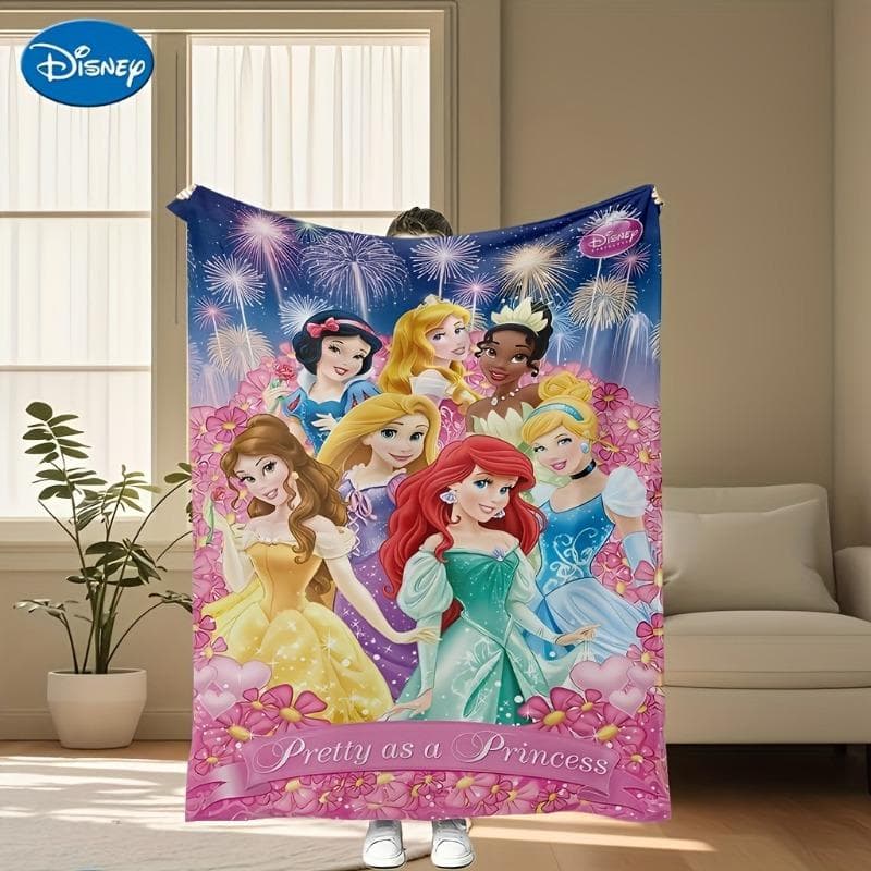 Die Disney Prinzessinnen Themen Decke Superweich mit Niedlichen Cartoon-Drucken Bequem Familie Reisen Sofas Betten Geschenk Prinzessinnen-Fans
