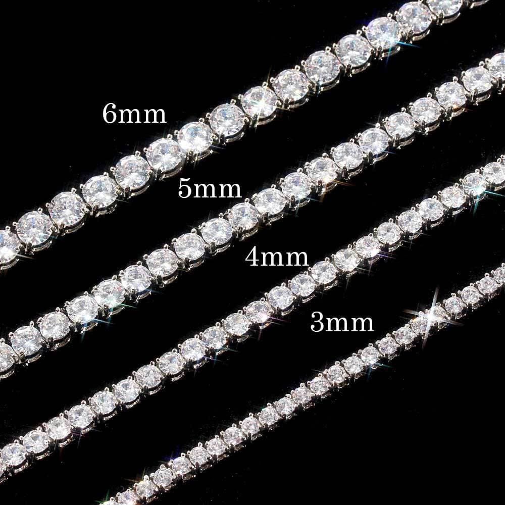 Herren Damen Tennis Halskette 3/4/5/6mm Zirkon Kette Halsketten 40-60cm Unisex Choker Edlen Schmuck gold