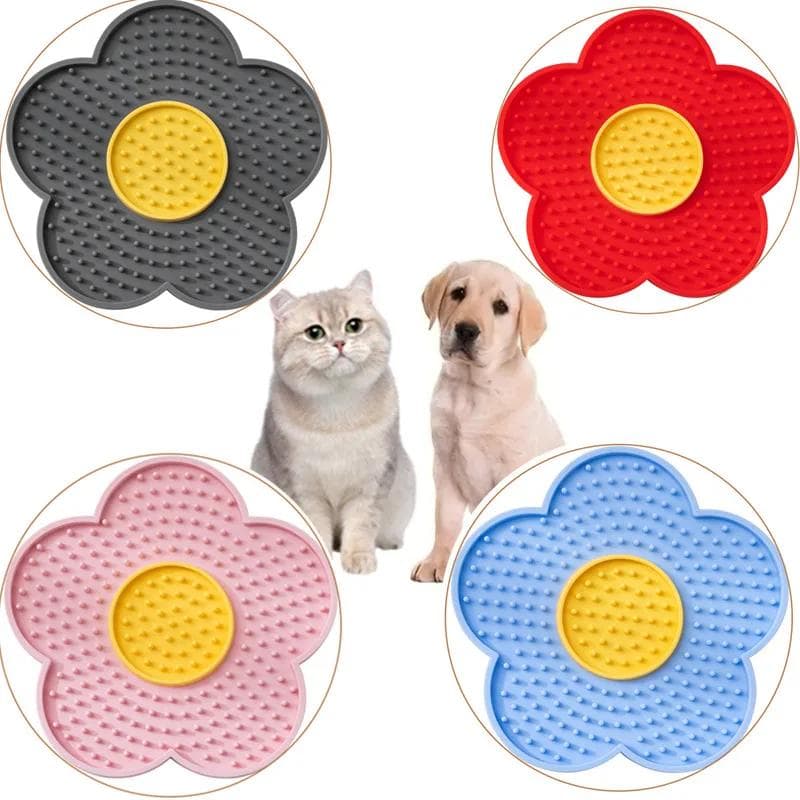 Haustierbedarf Katzenleckunterlage Sonnenblumenform Silikon-Leckplatte für Hunde Süßes Haustier Langsame Leckmatte rosa