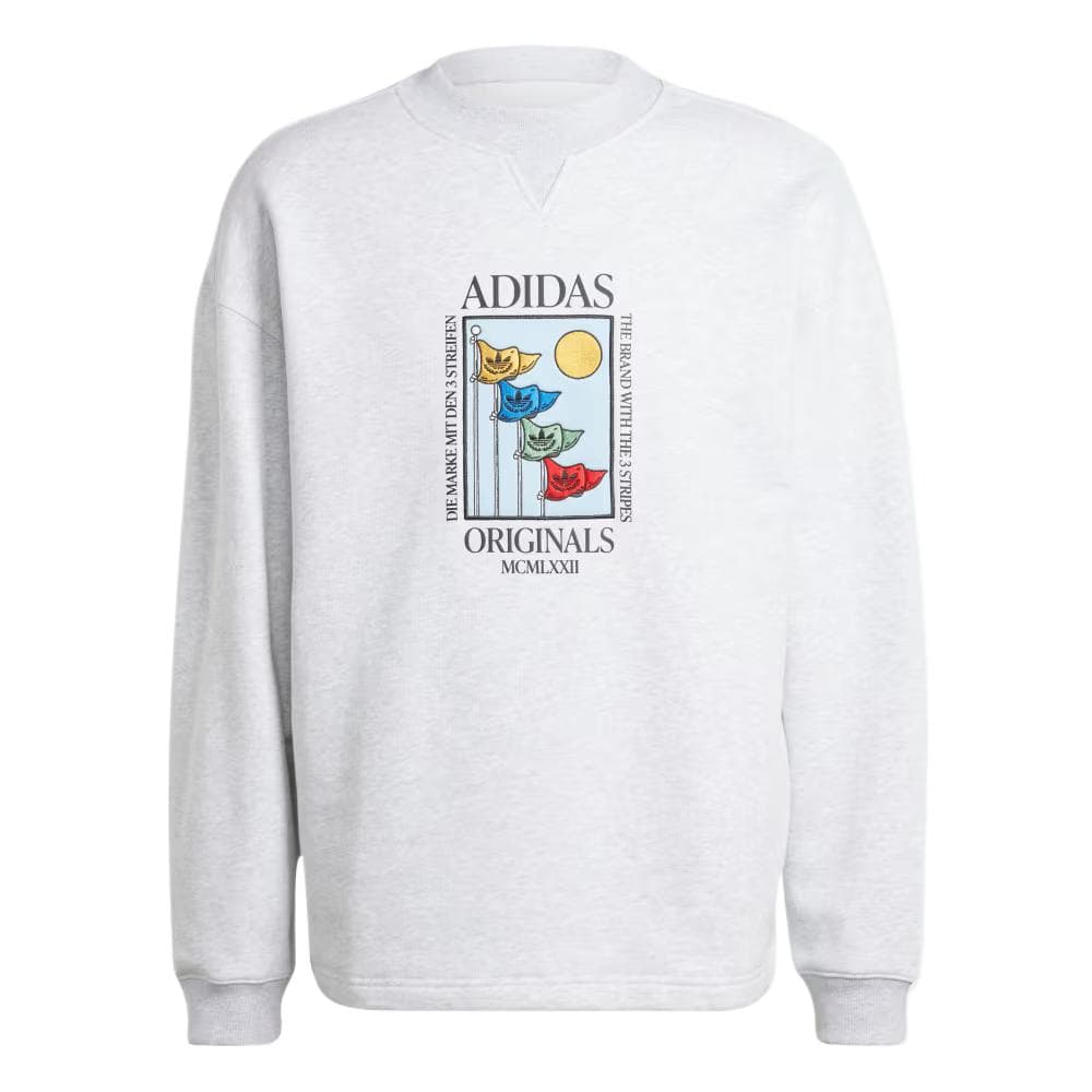 Sweat-shirt Adidas Originals à imprimé de lettres, ample, confortable, respirant, doux pour homme, gris clair IZ2550 cm