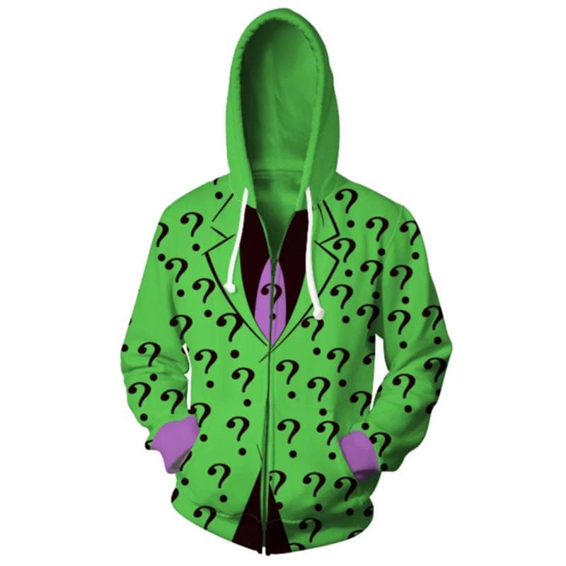 Riddler Cosplay Hoodie Männer Frauen 3D Druck Sweatshirt Pullover Zip Up Jacke Mantel Casual Streetwear cm