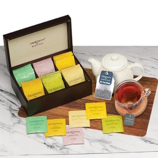 Goodwyn Tea Verlockende Truhe (60 Teebeutel) | Sortiert | Königliche Exotische Holz-Teebox | Beste Premium Tee-Geschenkkorb Geschenkbox Set Souvenir