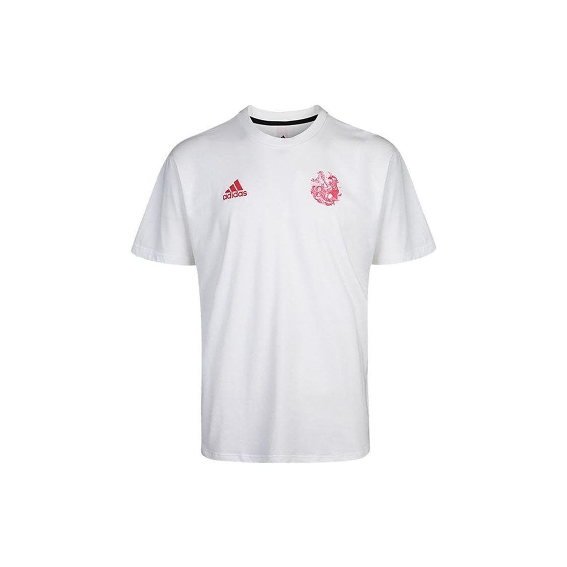 T-shirt de sport Adidas à col rond avec logo brodé pour homme Blanc GK3443 cm