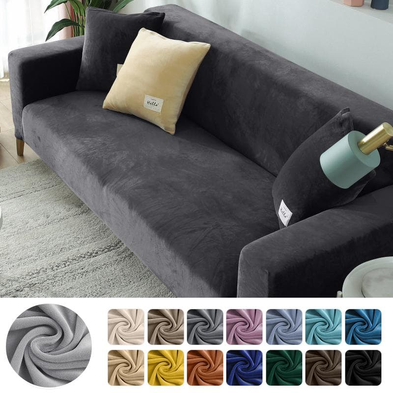 Samt-Plüsch-Sofabezug, elastisch, dick, dehnbar, Sessel-Couchbezug, Ecksofabezug für Wohnzimmer, L-förmig, 1/2/3/4-Sitzer goldgelb