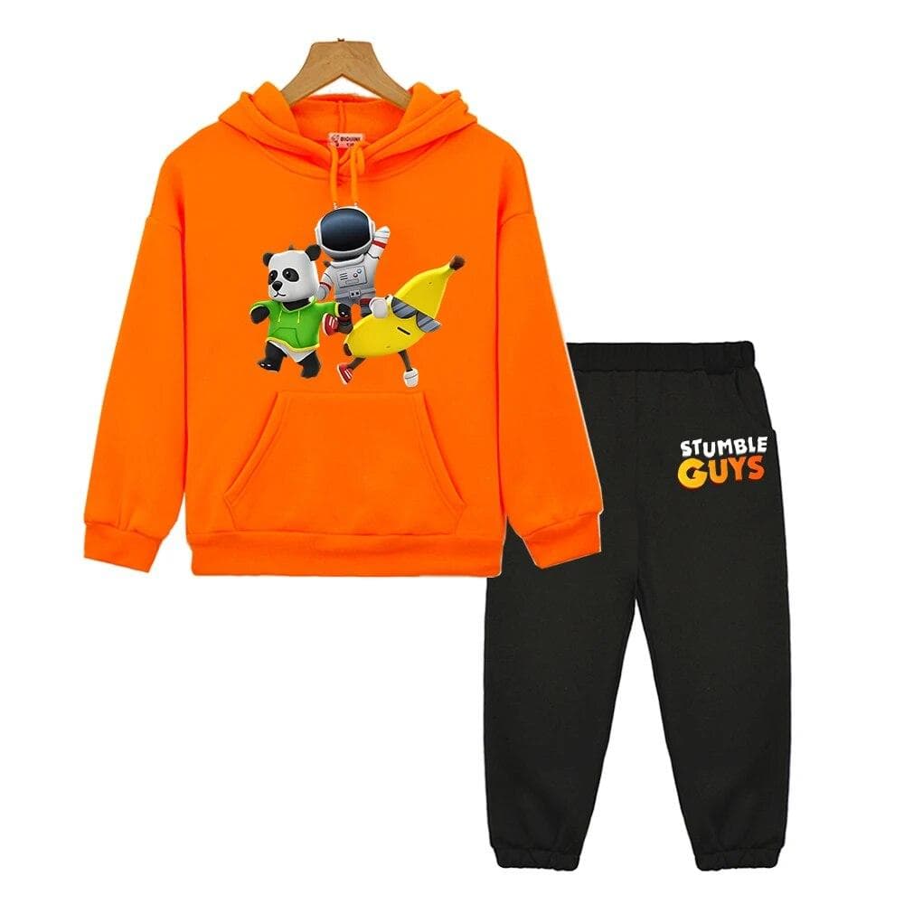 Stumble Guys 2 stücke Mit Kapuze Sets Herbst sweatshirt Casual junge mädchen pullover + hosen Fleece Jacke Anime hoodie kinder boutique kleidung cm