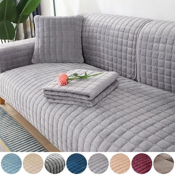 Winter Verdickt Flanell Sofa Kissen Rutschfeste Einfache Moderne Stoff Sofa Handtuch Abdeckung grau