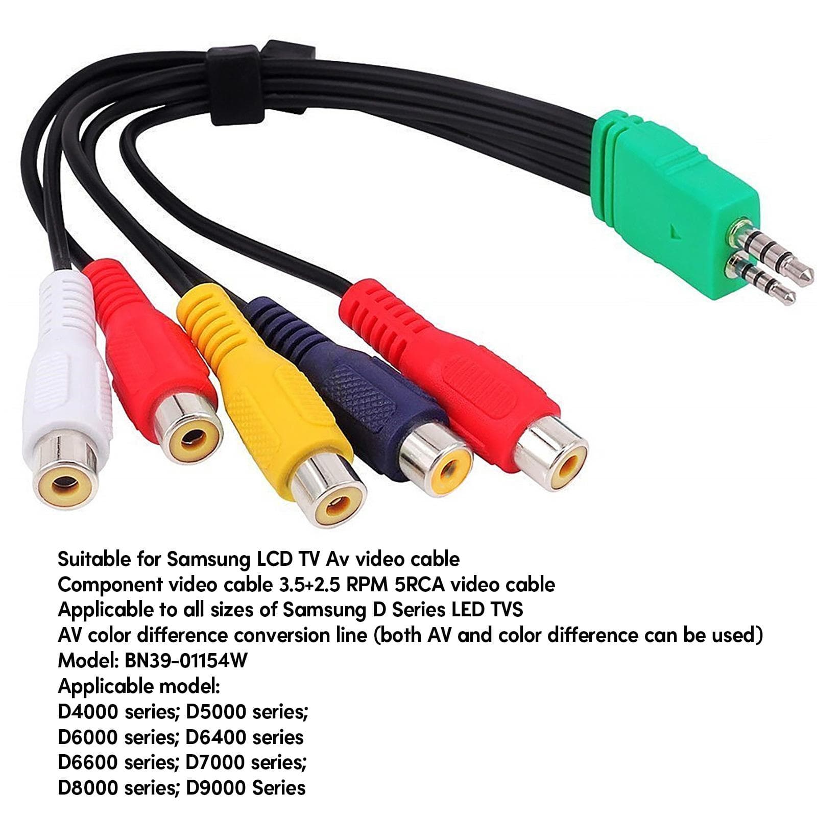 Ersatz-Videokabel für BN39-01154 TV-Komponentenadapter 3,5-mm-Stecker, 2,5-mm-Stecker auf 5-RCA-Buchse, Videokabel