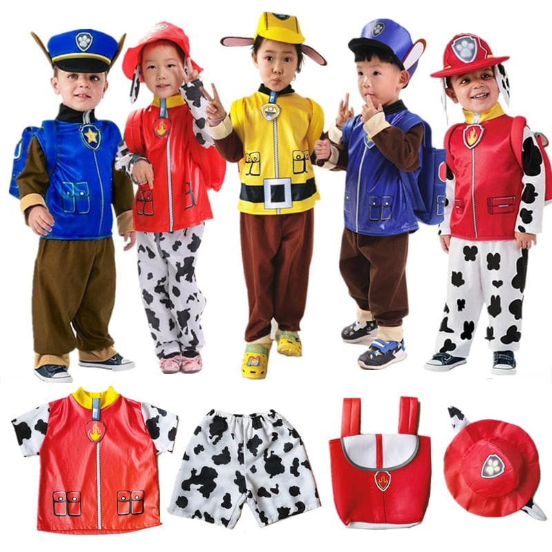 Anime Paw Patrol Kinder Oberteile Hosen Rucksack Hut Marshall Chase Skye Zuma Rubble Kinder Patrouille Uniformen Halloween Cosplay Kostüm cm