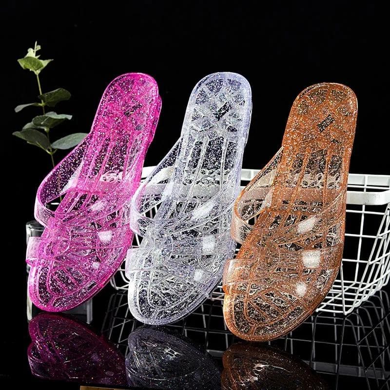 Glitzer Sandalen Schuhe Damen Transparent Jelly Pantoletten Damen Strand Pantoletten Für Damen Schuhe und Sandalen Größe 42 Weiß Orange Rot cm