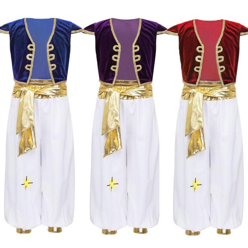Jungen Arabischer Prinz Outfit Ärmellose Weste Weste mit Passender Hose Set Halloween Cosplay Kostüm cm rot
