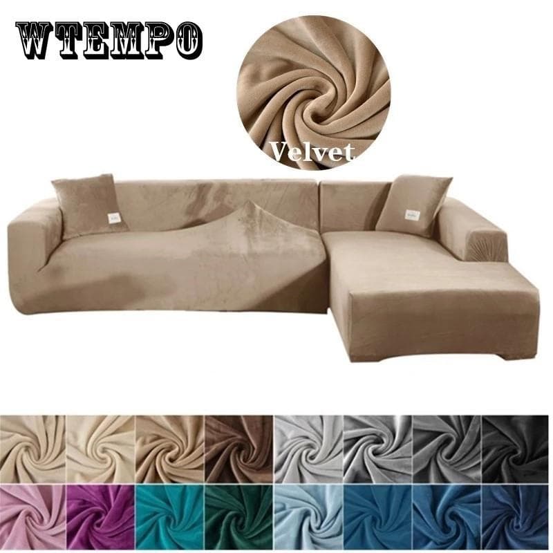 1 Stück Samtstoff-Sofabezug, elastischer Sofabezug, L-förmiger Sofabezug, Sessel-Chaiselounge-Bezug für Wohnzimmer dunkelbraune