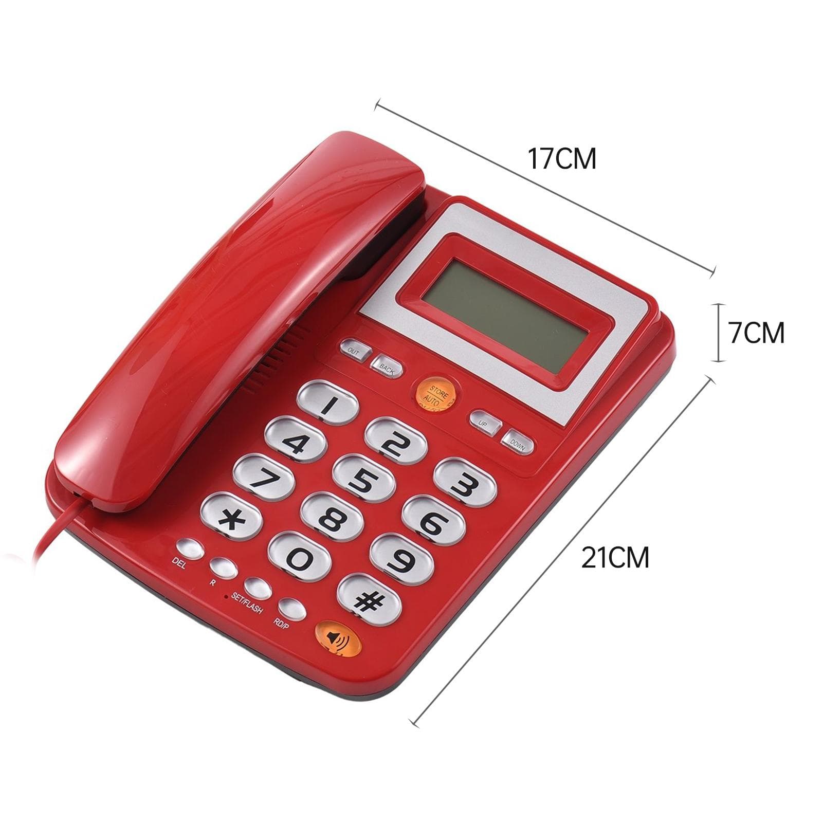Schnurgebundenes Desktop-Festnetztelefon, schnurgebundenes Großtastentelefon für ältere Senioren, Telefon mit LCD schwarz