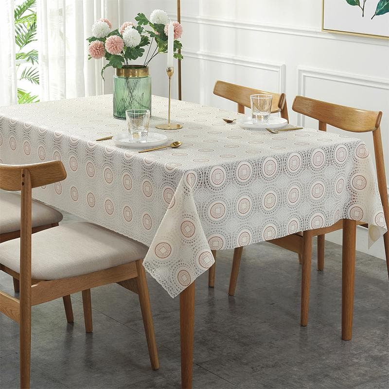 Wasserdichte PVC-Tischdecke, ölbeständig, waschfrei, Spitze, Kunststofftisch, Colth, weißes Muster, Restaurant-Schreibtischlaken,