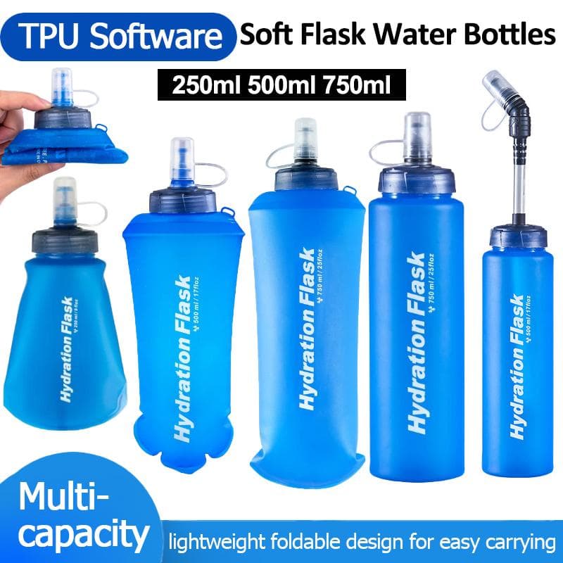 250 ml, 500 ml, 750 ml, TPU-Softflask-Wasserflasche, ultraleichte, faltbare Wasserflasche, Lauf-Trinkrucksack, Hüfttasche, Weste