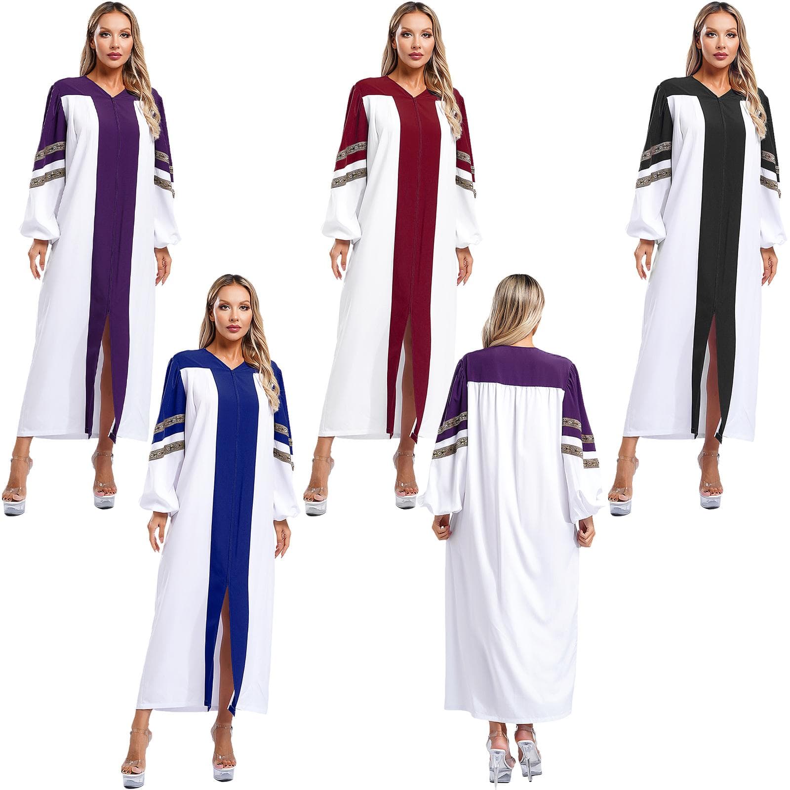 Frauen Männer Pastor Kleid Kirche Chor Robe Halloween Katholischen Klerus Cosplay Kostüm Langarm Reißverschluss Christian Priester Kleid cm violett