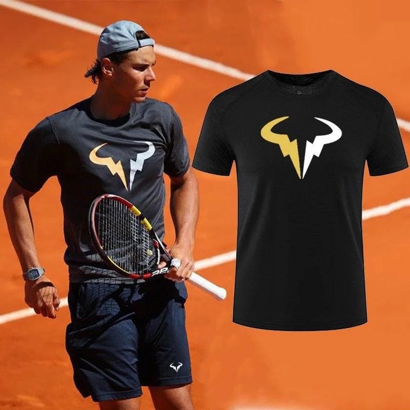 Nadal Tennis avec un T-shirt de sport à manches courtes respirant ample et ajusté pour l'entraînement, Fitness, T-shirt simple, Hauts Y2K cm