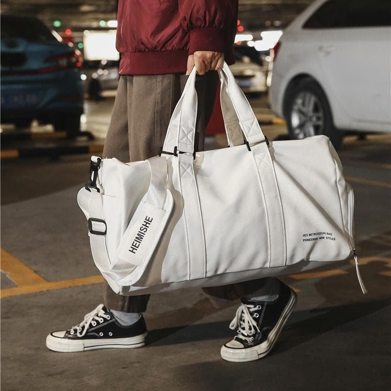 Kurzstrecken-Geschäftsreisetasche aus PU-Leder mit einer Schulter und aufgedruckten Buchstaben für Übungen, Yoga, Training, Reisetasche rot