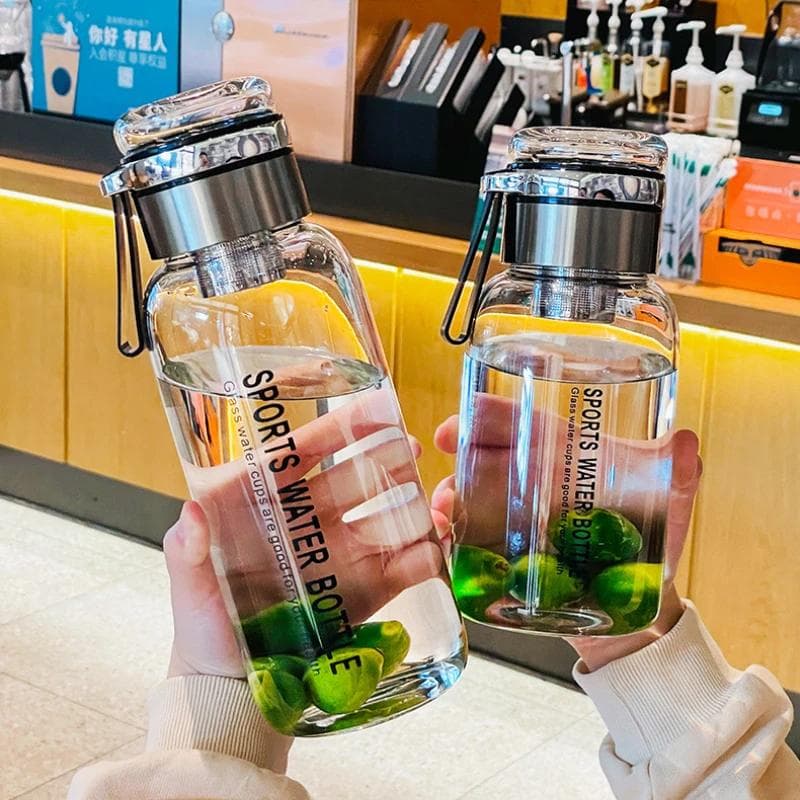 1500ML/2000ML große Kapazität hohe Borosilikatglas Wasserflasche transparent Milch Saft Tasse Outdoor tragbare Thermosbecher