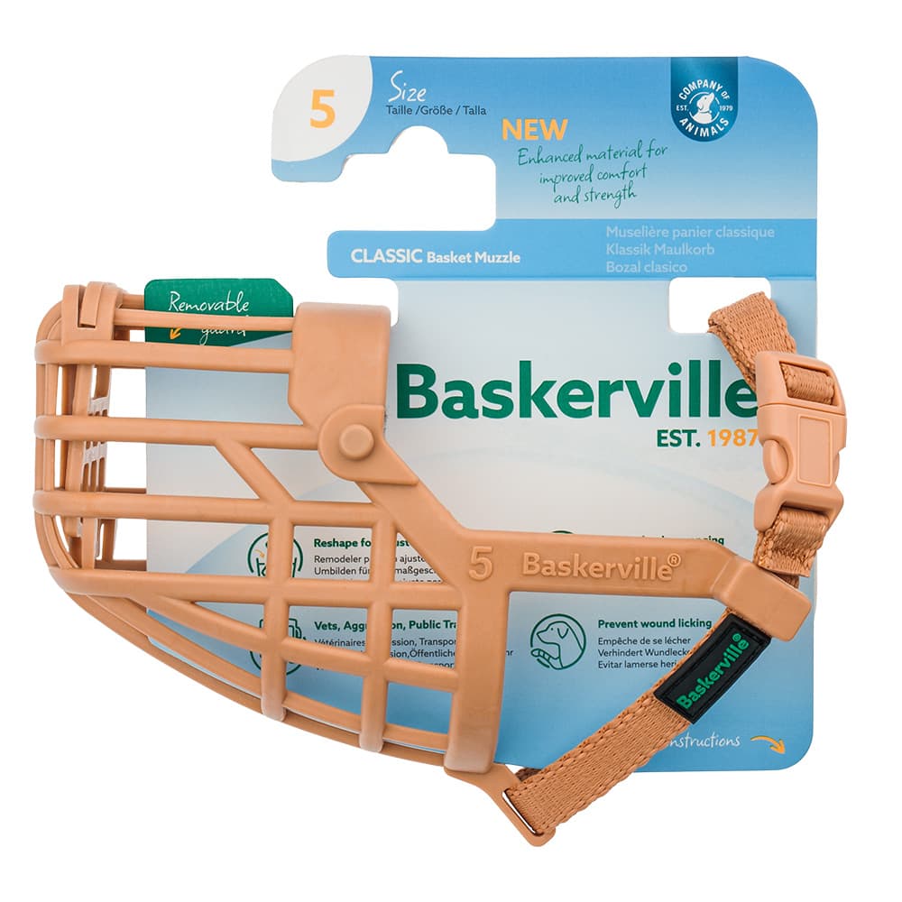 Baskerville Klassik Maulkorb, beige - Größe 5
