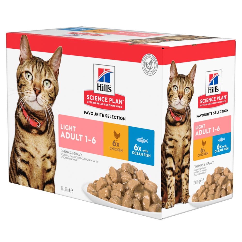 Hill's Science Plan Adult Light Thunfisch - Ergänzend: 12 x 85 g Hill's Science Plan Adult Light Huhn & Seefisch