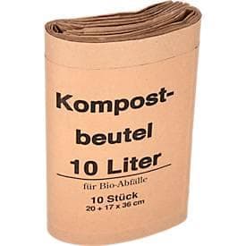 Deiss Bio-Papierbeutel, 10 Liter, Natronmischpapier, braun, B 200+160 x H 360 mm, 300 Stück