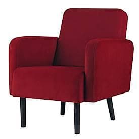 Sessel meet by Paperflow LISBOA, Samtbezug rot, Fussgestell schwarz, B 710 x T 815 x H 830 mm