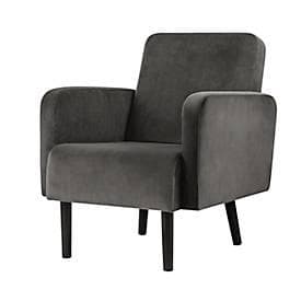 Sessel meet by Paperflow LISBOA Samtbezug anthrazit, Fussgestell schwarz, B 710 x T 815 x H 830 mm