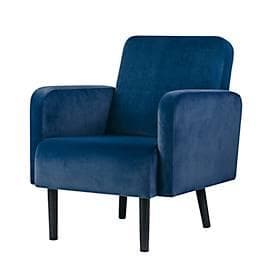 Sessel meet by Paperflow LISBOA, Samtbezug blau, Fussgestell schwarz, B 710 x T 815 x H 830 mm