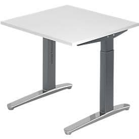Schreibtisch TOPAS LINE, manuell höheneinstellbar, B 800 mm, weiss/graphit/alu poliert