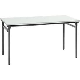 Klapptisch, stabiles 4-Fussgestell mit Spezial-Klappbeschlag, B 1600 x T 800 x H 725 mm, lichtgrau/schwarz