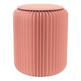 Paperflow faltbarer Sitzhocker, Wabenkarton, Sitzkissen aus Kunstleder, Ø 300 mm x H 420 mm, bis 300 kg, rosé