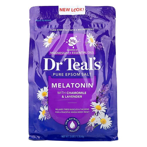 Dr. Teal's, Pure Epsom Salt, Melatonin with Chamomile & Lavender, 3 lbs (1.36 kg)