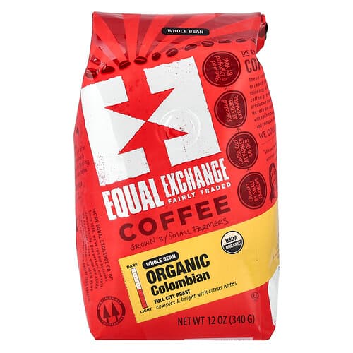 Equal Exchange, Organic Coffee, Colombian, Whole Bean, Full City Roast, 12 oz (340 g)
