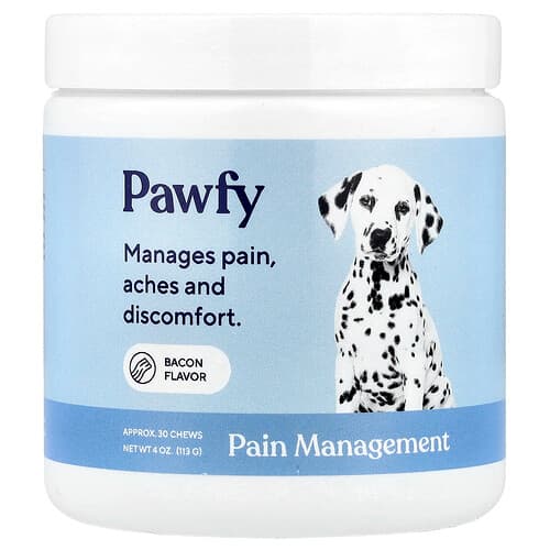 Pawfy, Pain Management, For Dogs, 6 Months+, Bacon, 30 Chews, 4 oz (113 g)