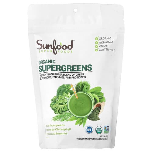 Sunfood, Organic Supergreens, 8 oz (227 g)